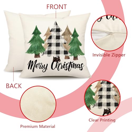 Buffalo Check 18x18 Set of 4 Red Black Throw Pillow Covers D55263