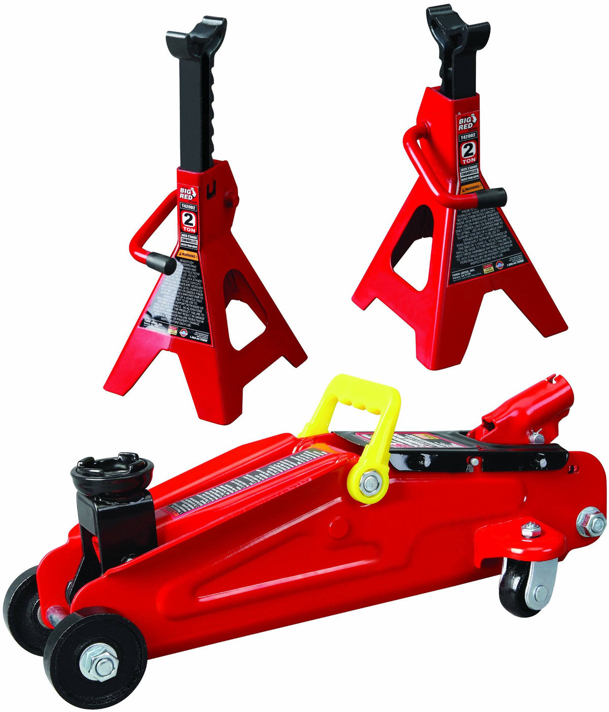 2 Ton Trolley Jack with Jack Stands and Wheel Chocks D666