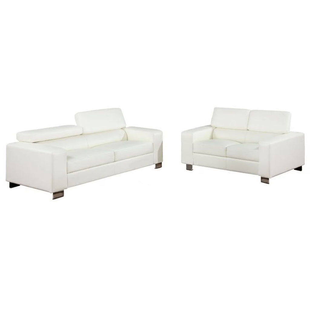 White Faux Leather 2-Piece Sofa Set N56178