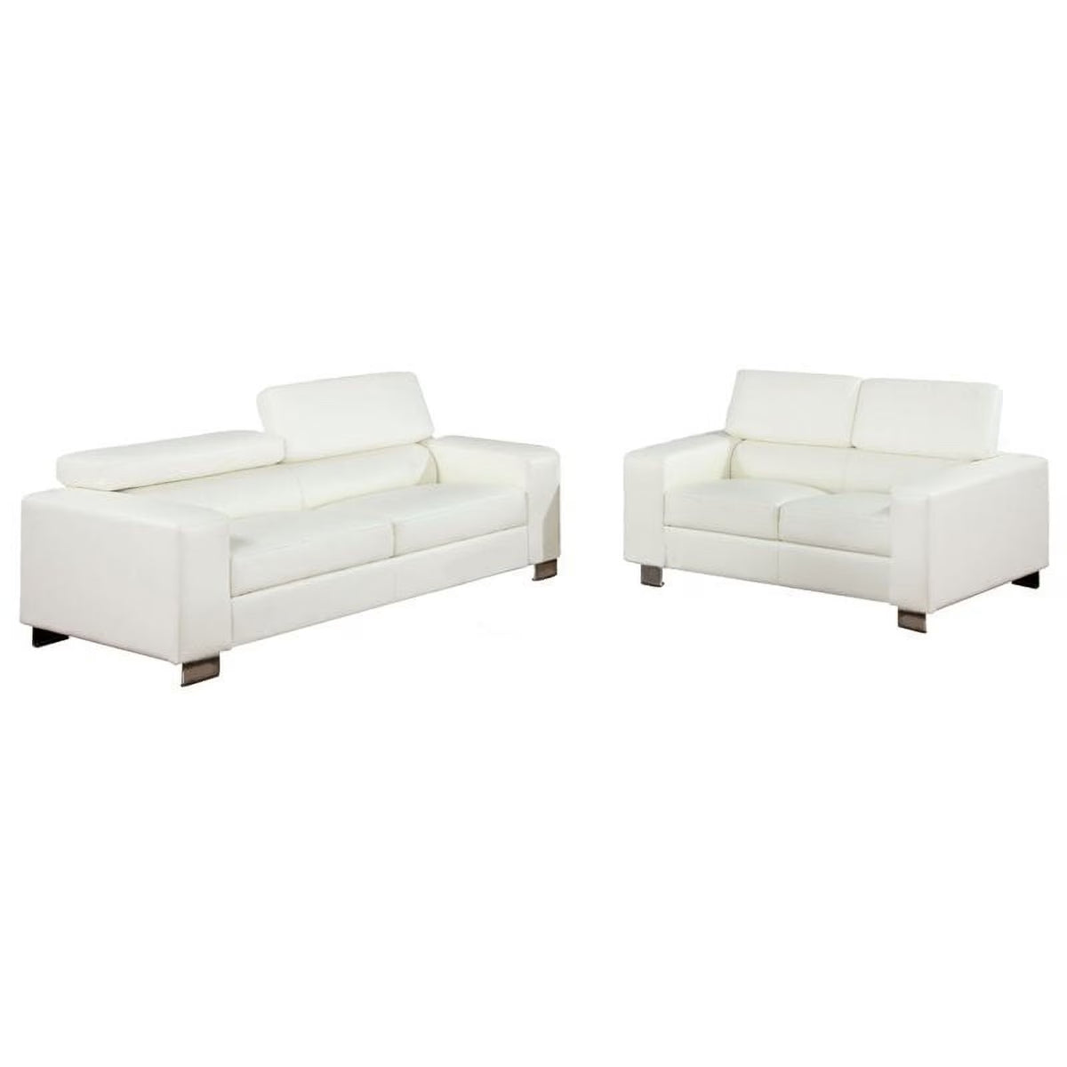 White Faux Leather 2-Piece Sofa Set N56178