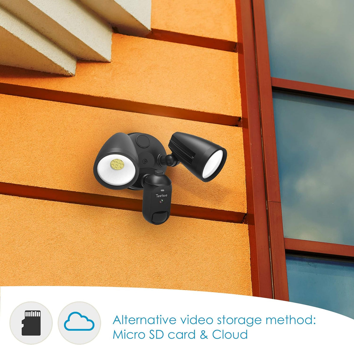 Floodlight Camera Hardwired Motion Sensor Outdoor Light 1080P WiFi IP65 Waterproof U31622