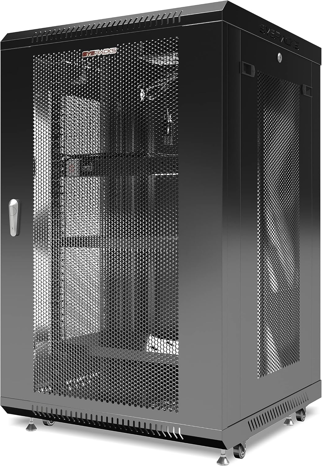 Wall Mount Server Rack Locking Network Cabinet 18 U Vented Enclosure with Casters Shelf H6916