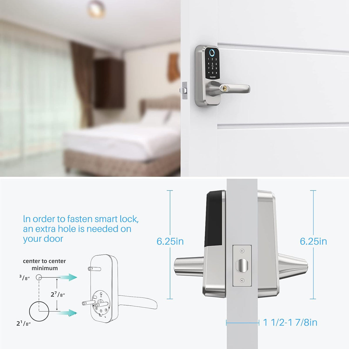 Smart Lock with Touchscreen Keypad, Bluetooth, Electronic Digital Deadbolt S7075