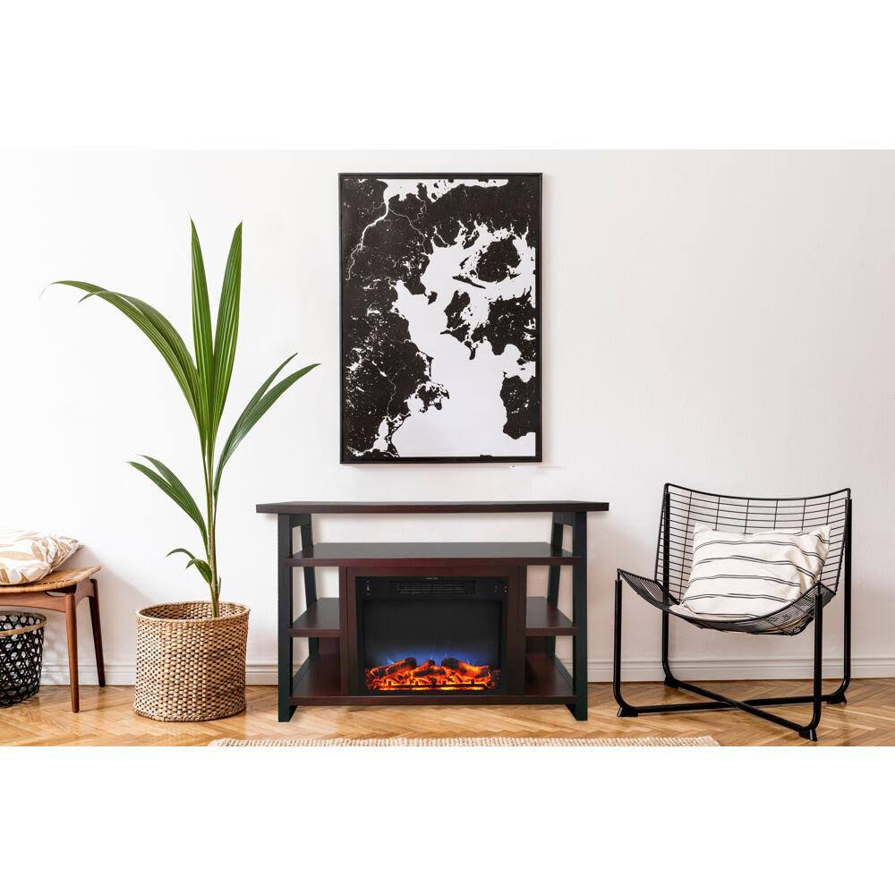 White Electric Fireplace Mantel with LED Flame I942