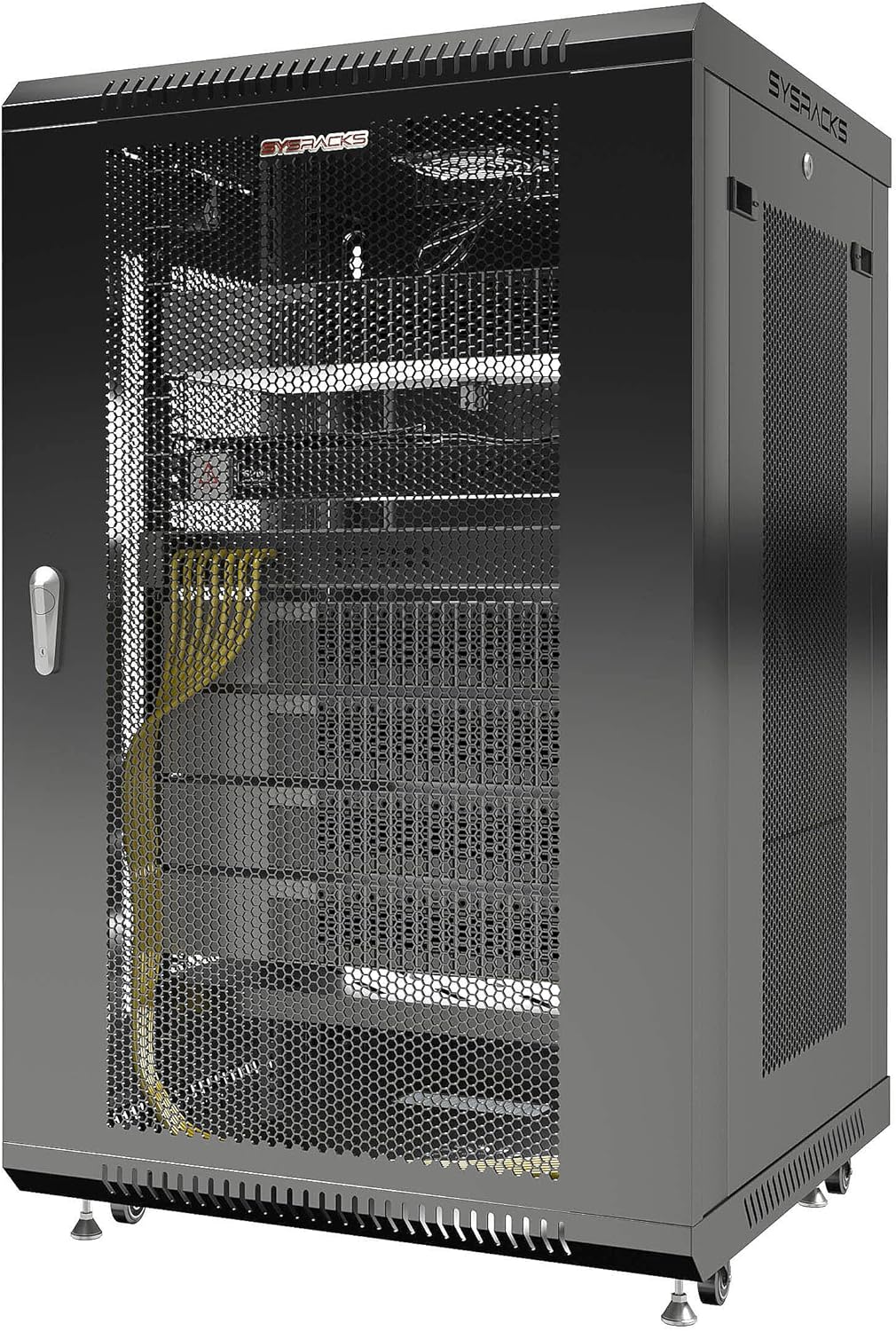 Wall Mount Server Rack Locking Network Cabinet 18 U Vented Enclosure with Casters Shelf H6916