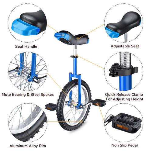 16 In Wheel Outdoor Unicycle Adjustable Seat W390909