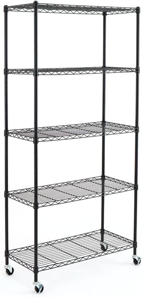 Black 4-Shelf Adjustable Carbon Steel Wire Shelving Unit M545