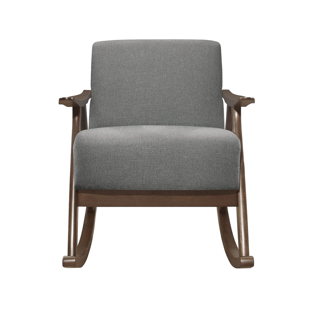 Textured Fabric Rocking Chair in Dark Walnut/Gray B963841