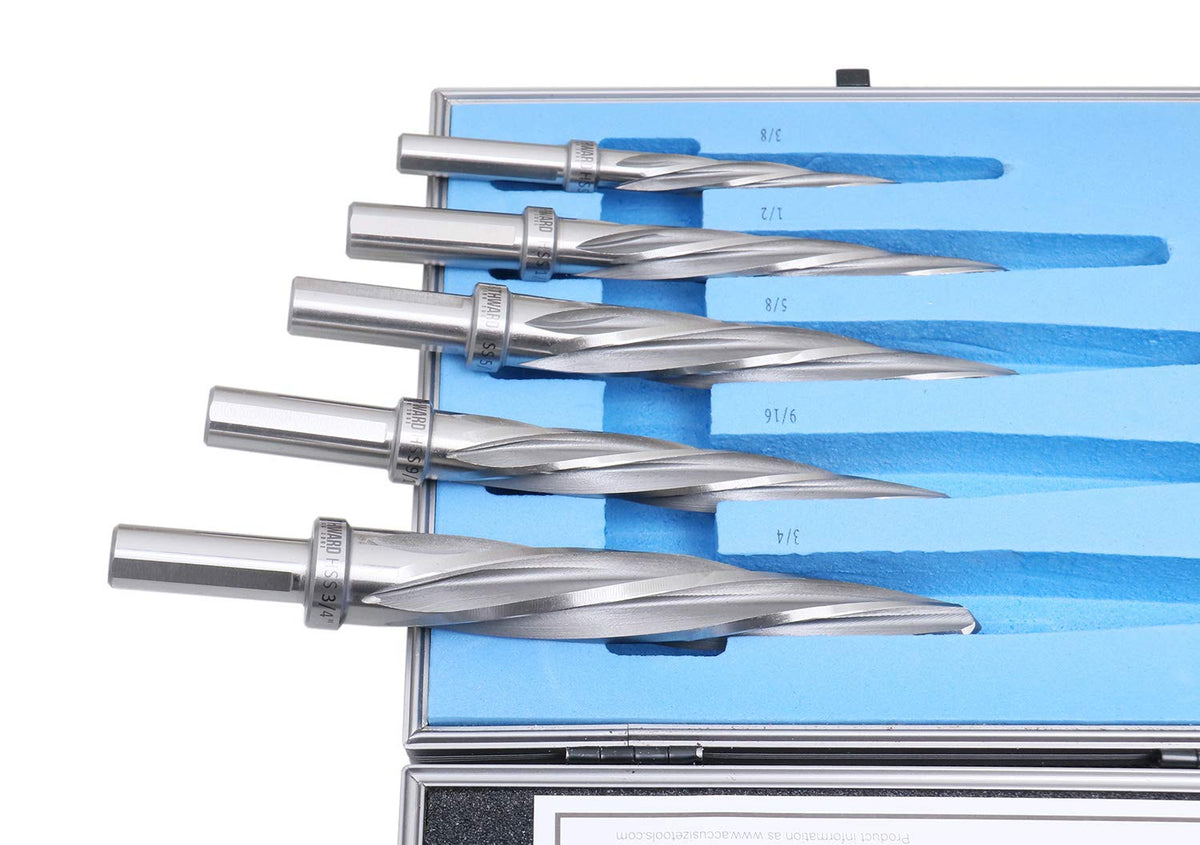 5 Pc H.S.S. Spiral Flute Car Reamer Set with Aluminum Case E61871