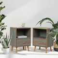 Set of 2 Wooden Nightstand with Drawer and Shelf P987