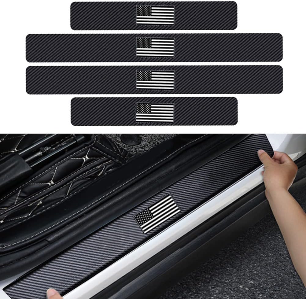 4PCS Carbon Fiber Door Sill Protector Z3689