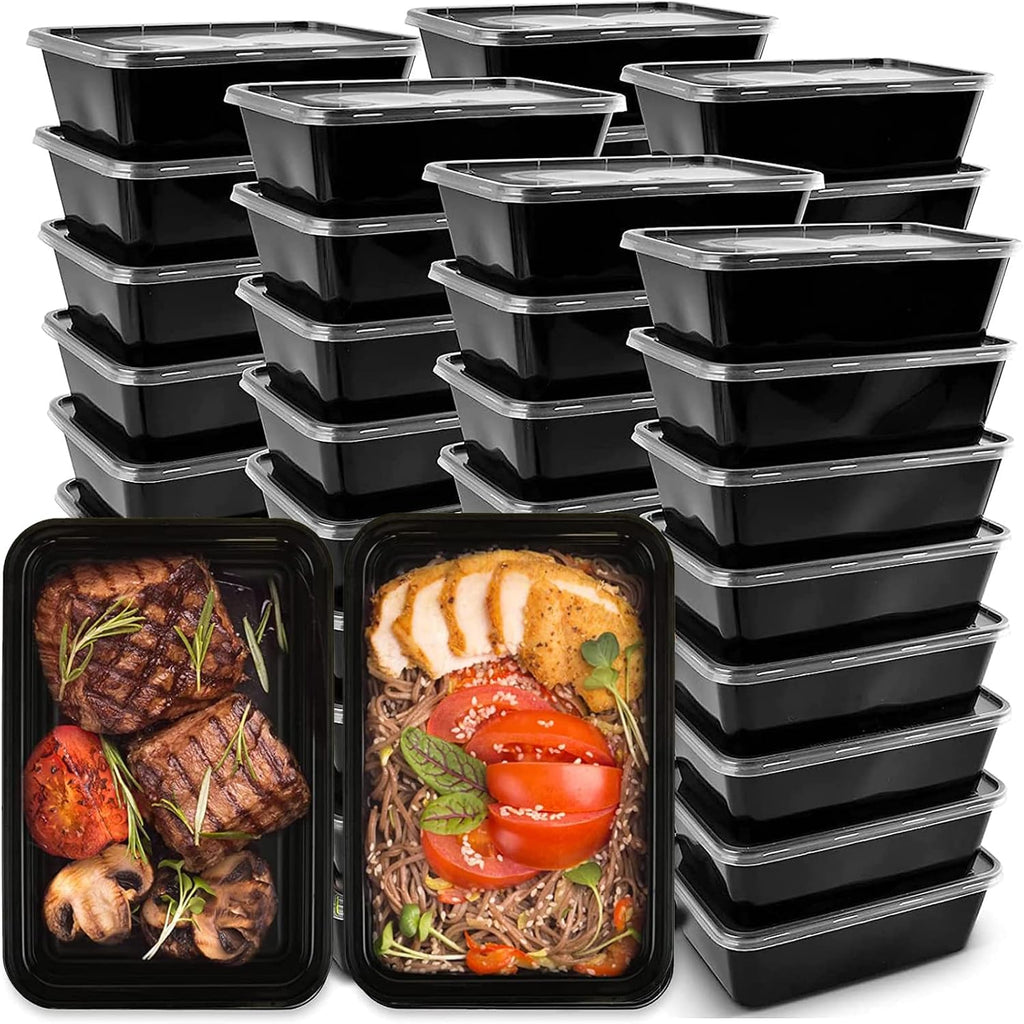 50 Set Reusable Plastic Food Storage Containers with Lids (24 oz) S1972