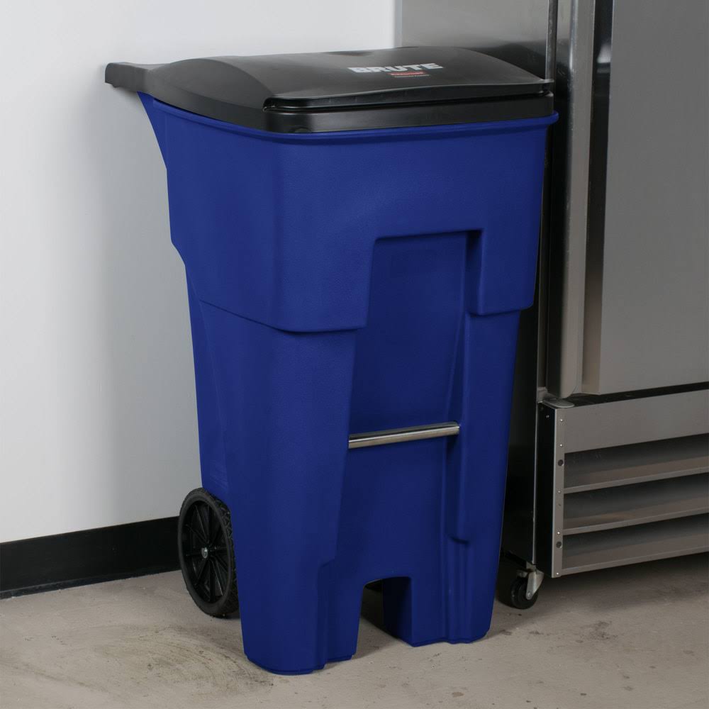 65 gal Blue Rectangular Trash Can E80902