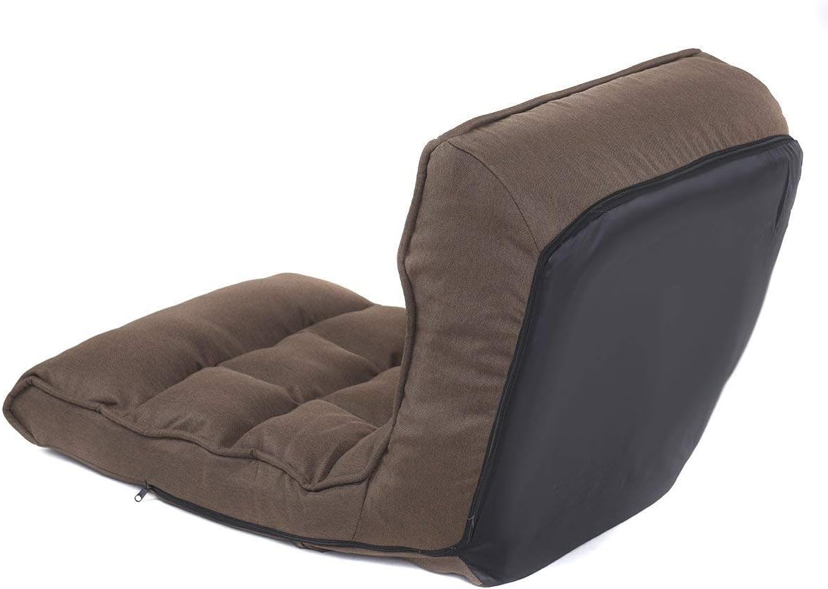Brown Floor Chair Sleeper 4-Position Adjustable Angle Folding Lazy Sofa Cushioned Couch Lounger R887