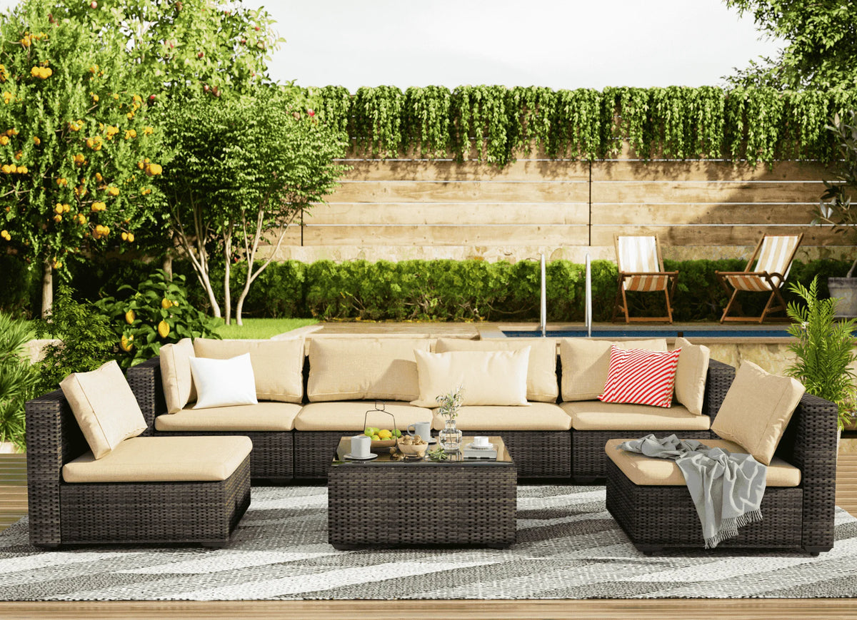 Blue Wicker Sectional Sofa P52828