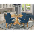 5 Piece Antique Round Table and 4 Parson Chair with Oak Leg and Pu Leather K16333