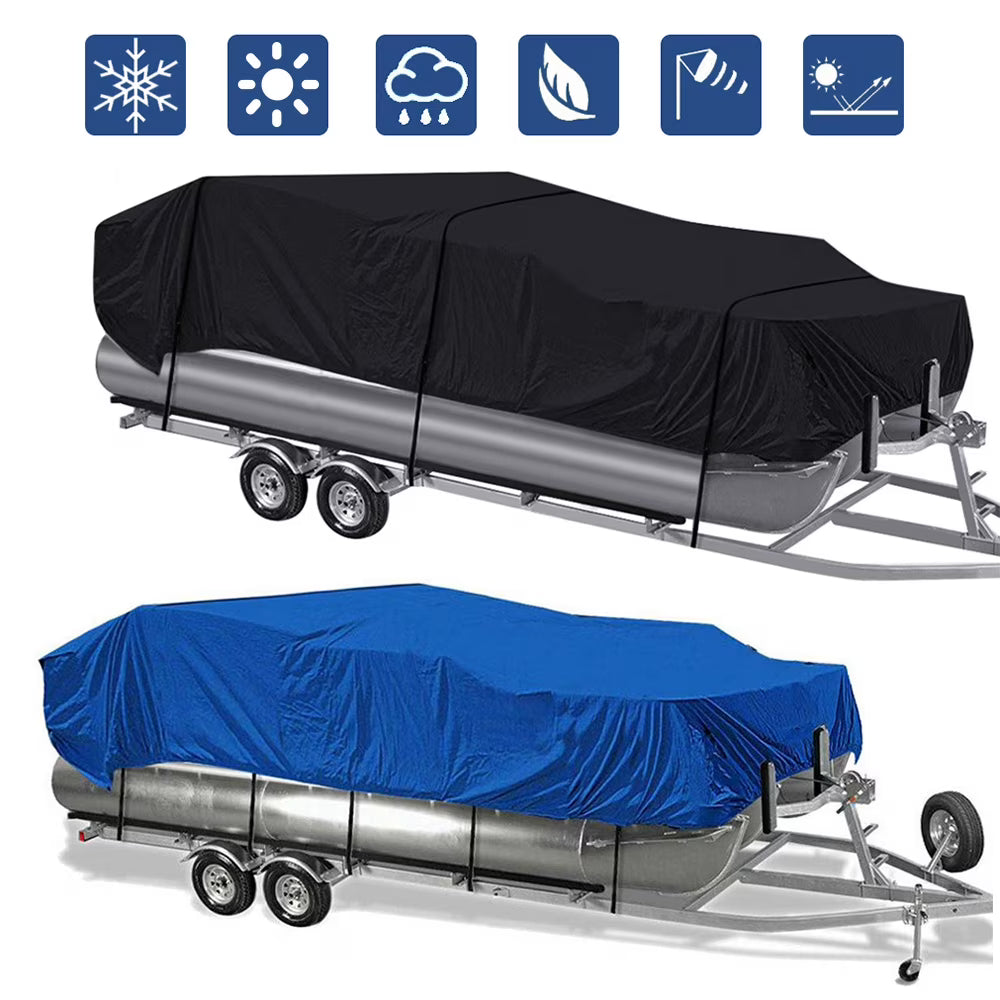 Blue And Black Pontoon Boat Cover V5403
