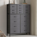 Rustic Brown 18 Drawer Fabric Dresser with Steel Frame H626