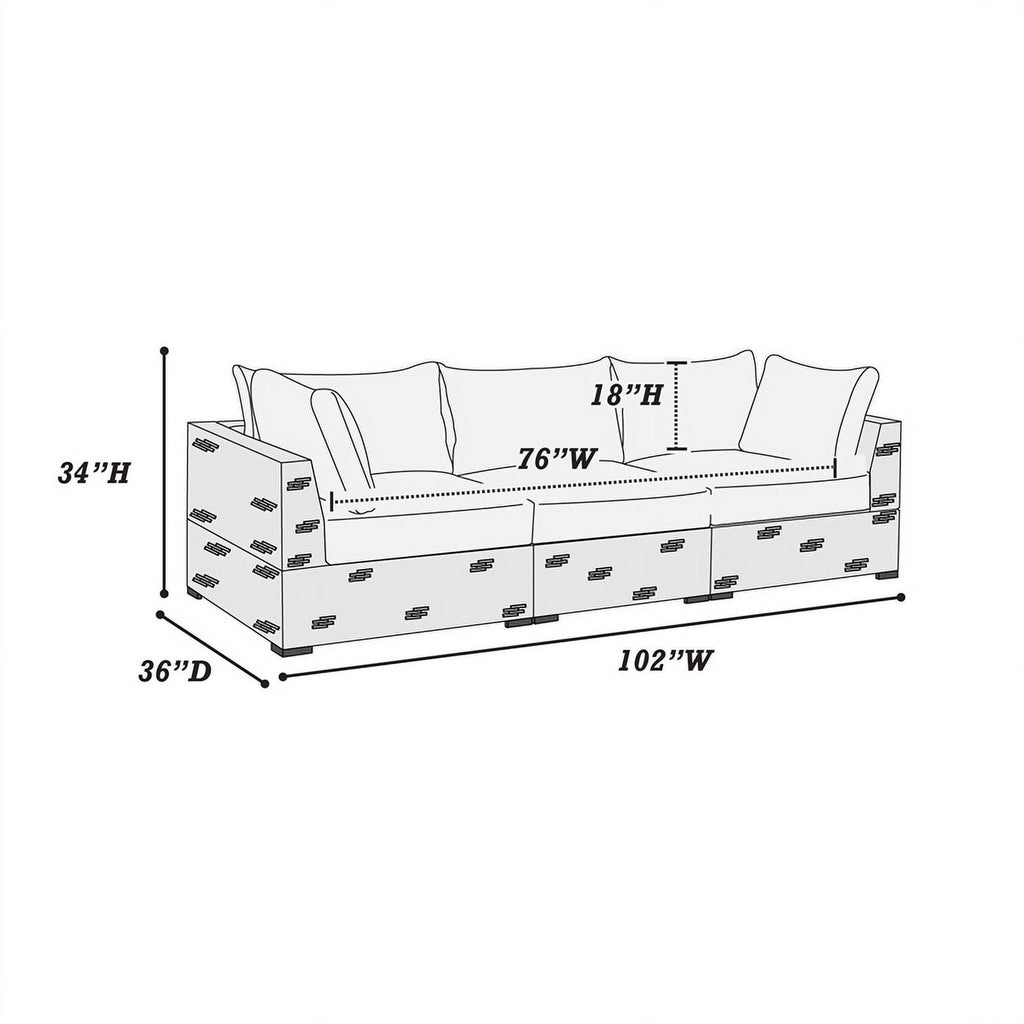 Red Wicker-Fabric Outdoor Sofa Three Piece D3083
