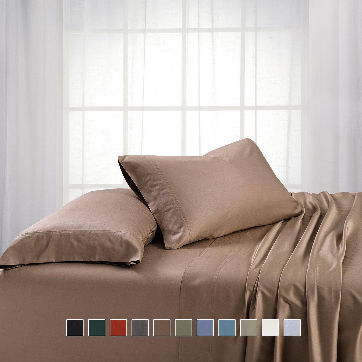 Split King Adjustable Bed Sheets Bamboo Hybrid White I396