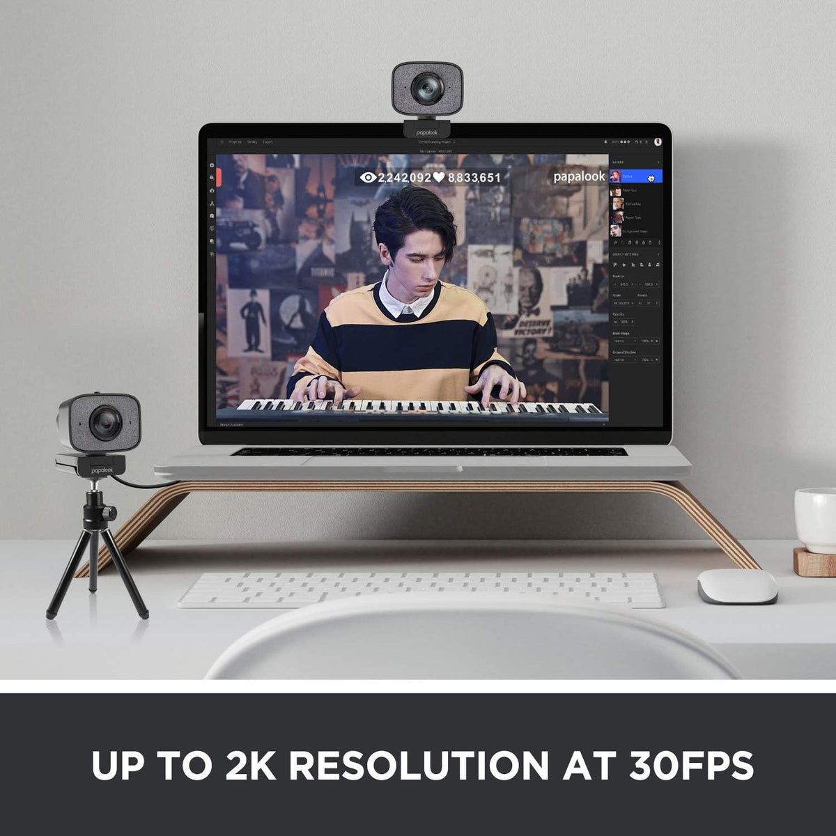 2K Ultra HD Webcam with Dual Microphone and Privacy Cover T1677