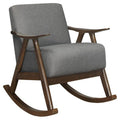 Textured Fabric Rocking Chair in Dark Walnut/Gray B963841