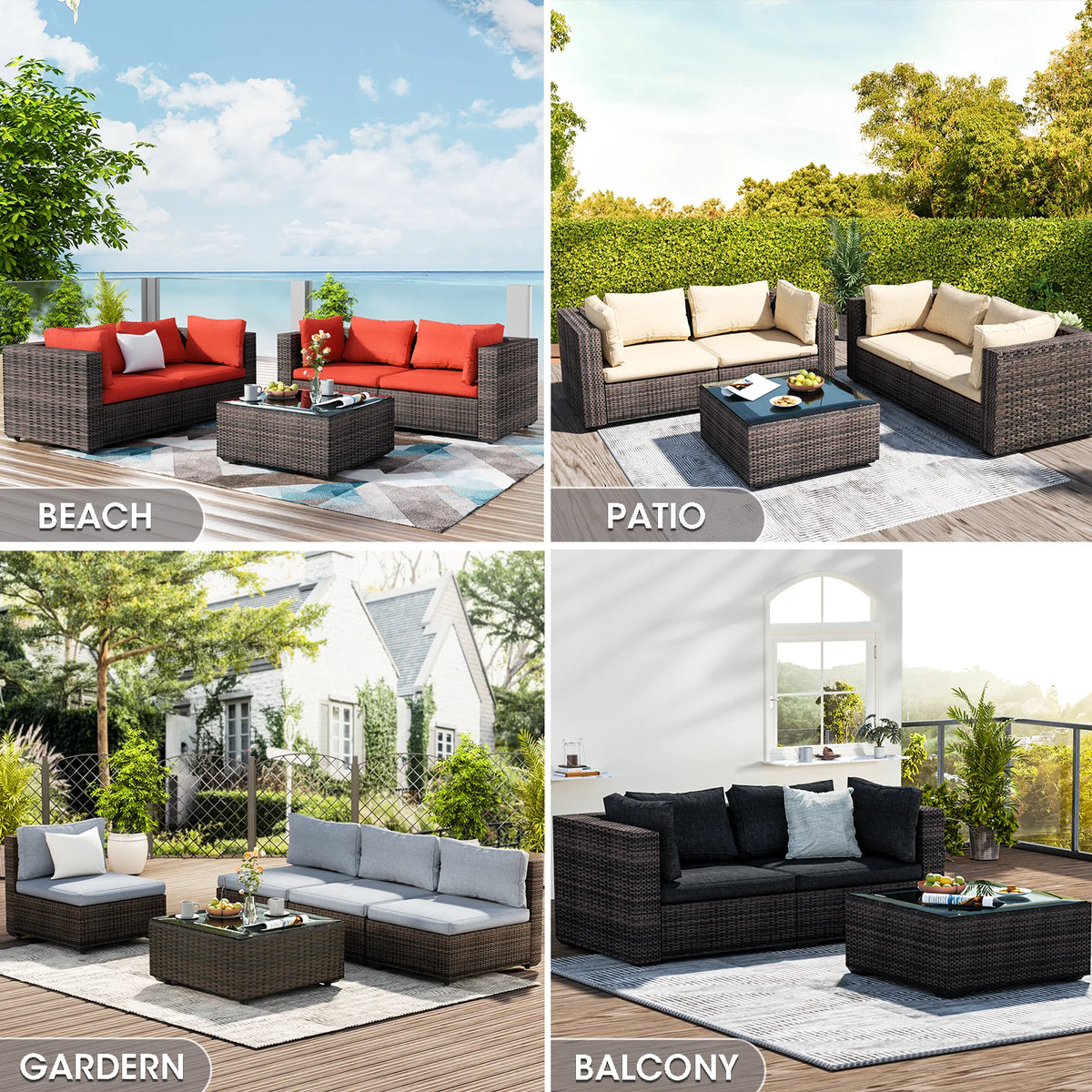 Blue Wicker Sectional Sofa P52828
