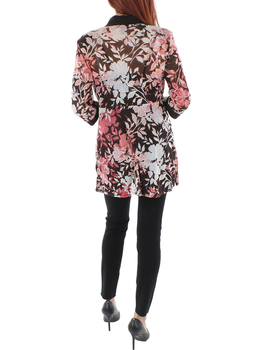 Floral Print Midi Open-Front Blazer A2983