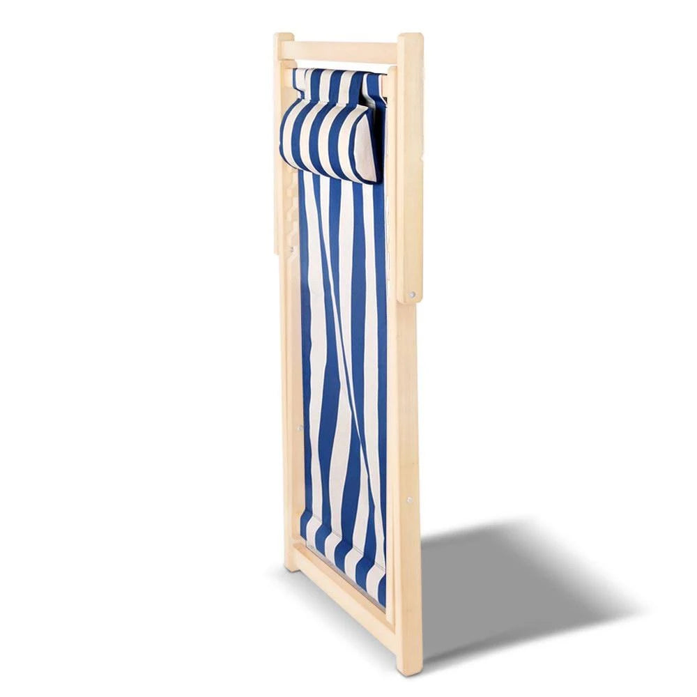 Blue & White Folding Beach Sling Chair V995543