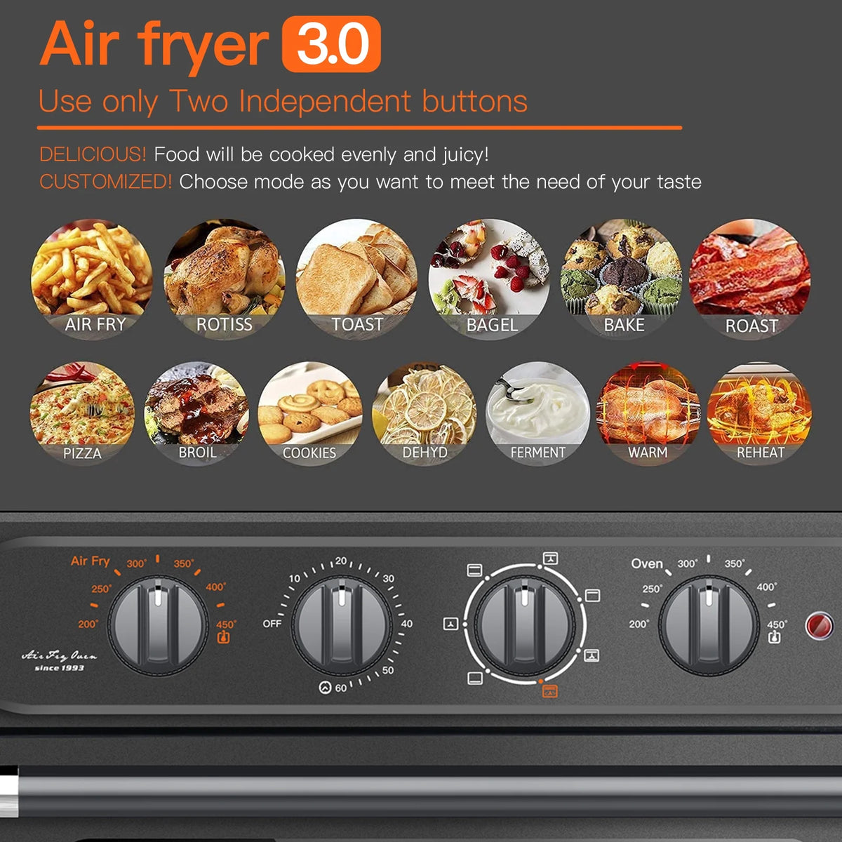 7-in-1 Convection Air Fryer Toaster Oven Countertop, 24QT U99339