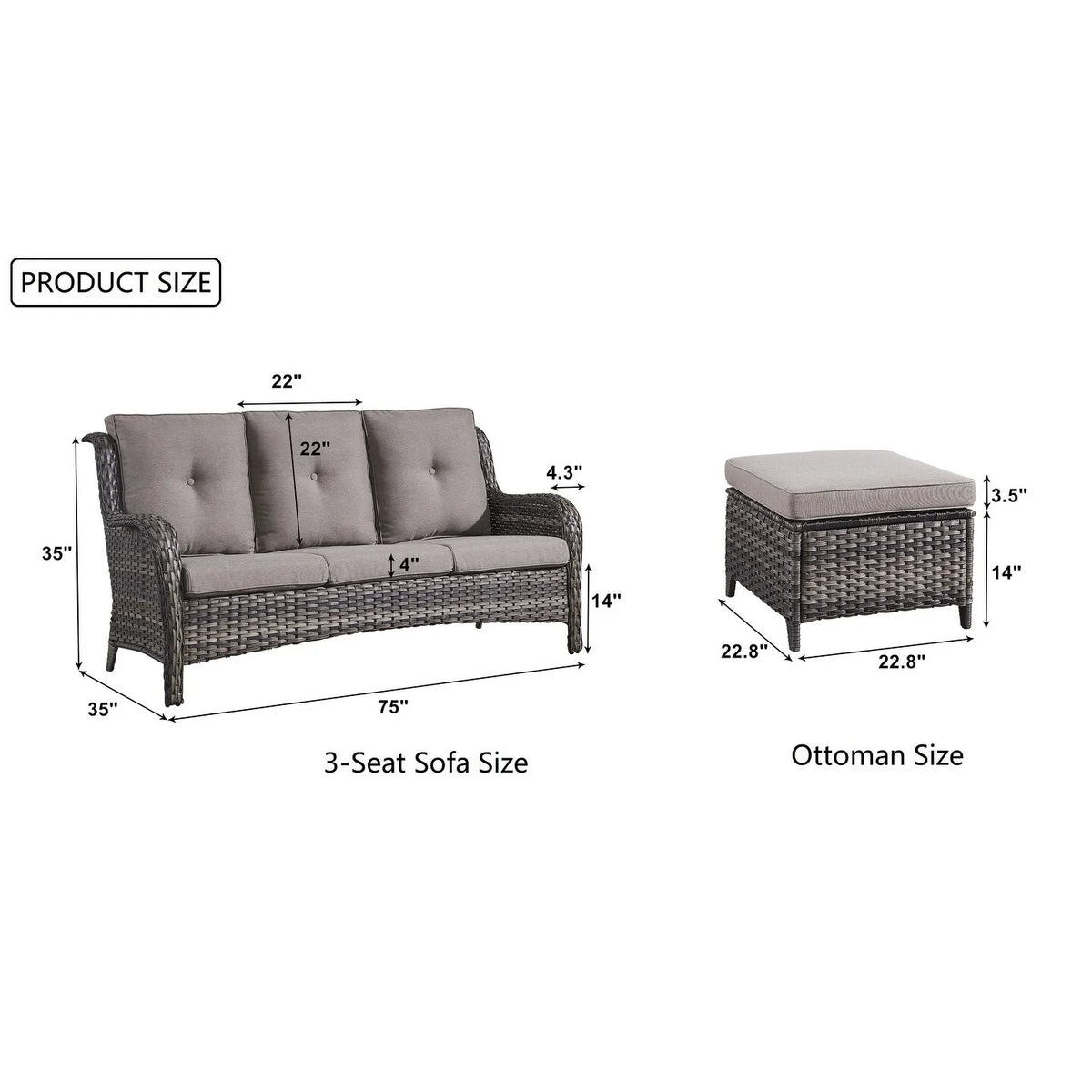 Rattan Wicker Sectional Sofa Set with Ottomans M88560