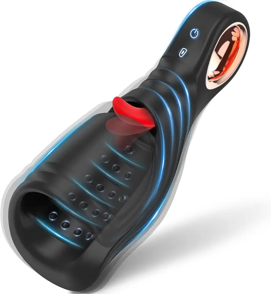 Vibrator Sex Toys for Men, Male Masturbator, Penis Training Vibrator, Adult Toys with 10 Licking & Vibration Modes R614