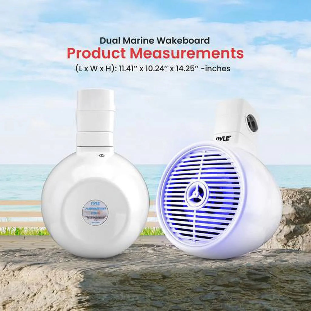 White 8” 300W 2-Way Marine Wakeboard Tower Speaker with LED Light and Brackets Z70972