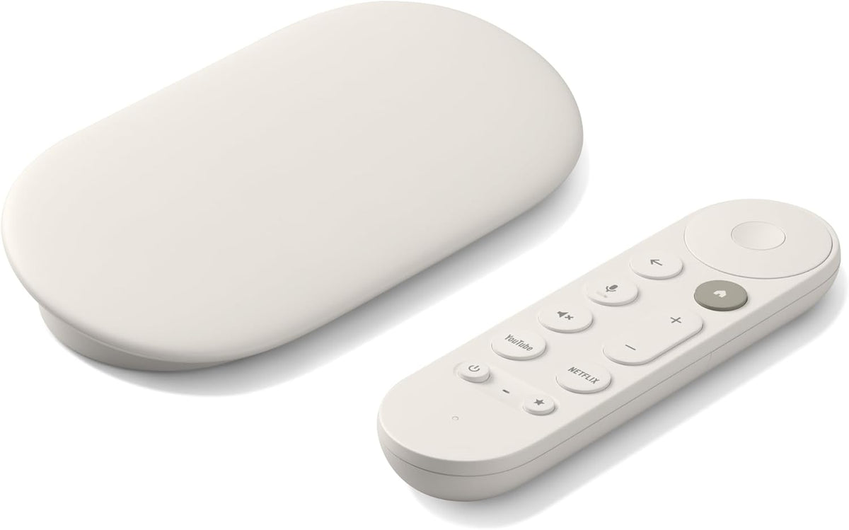 Porcelain 4K Google TV Streamer with Voice Search Remote J4217