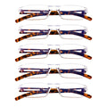 5 Pairs Blue Light Blocking Square Reading Glasses, +4.00 Magnification N693060