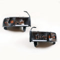 Headlight Assembly Compatible with 1994-2001 Dodge Ram 1500, 2500, 3500 Black Housing O6373