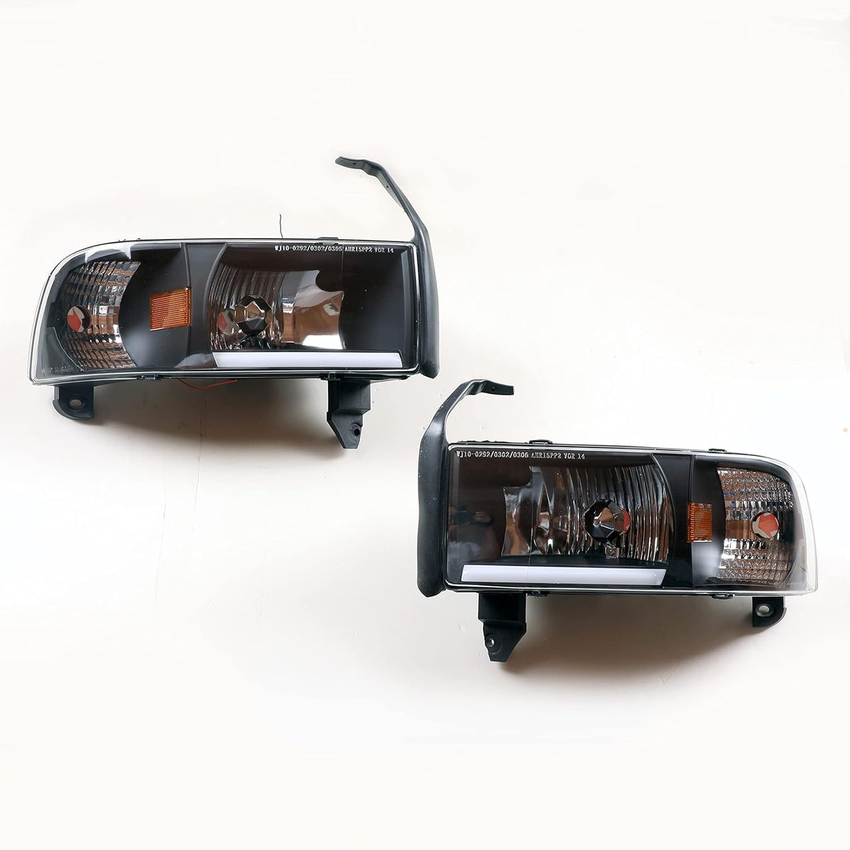 Headlight Assembly Compatible with 1994-2001 Dodge Ram 1500, 2500, 3500 Black Housing O6373
