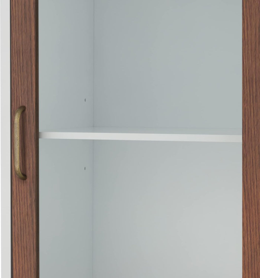 White Wood Bathroom Linen Cabinet W761