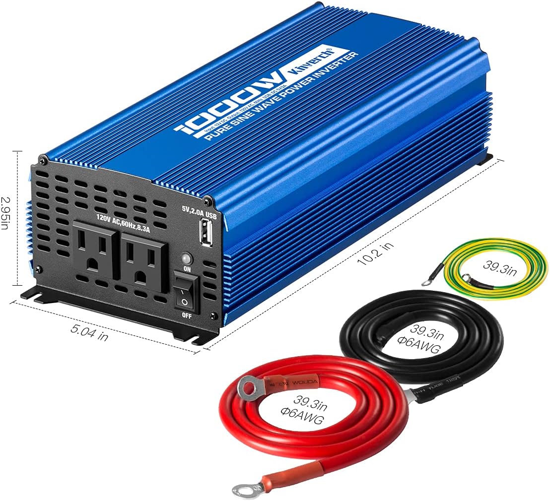1500W Pure Sine Wave Power Inverter 12V DC to 110V AC with Bluetooth I488663