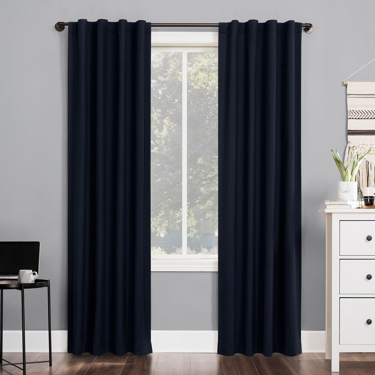 Navy Thermal Total Blackout Back Tab Curtain Panel 40"x63" A4723