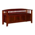 17" Split Seat Wood Storage Bench in Walnut Brown N673
