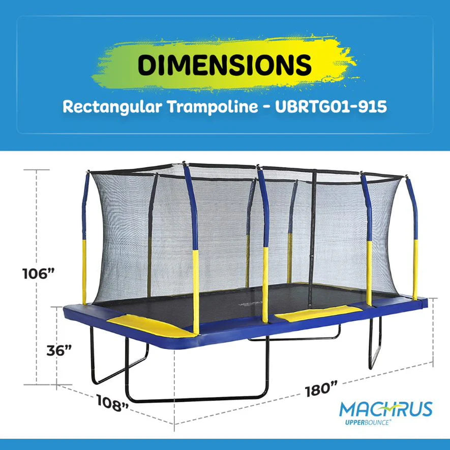 9' X 15' Rectangular Trampoline Set with Enclosure System A53884
