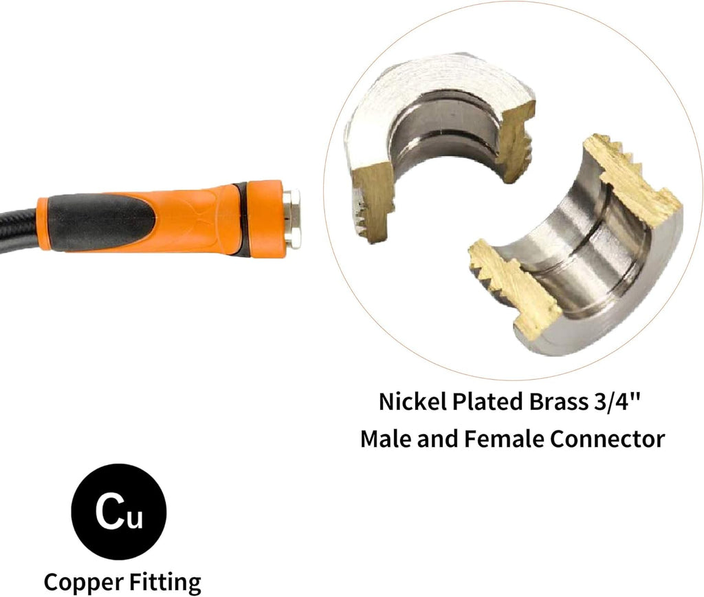 Hybrid Garden Hose 5/8" x 100ft, Heavy Duty, Flexible, Lightweight Water Hose with Grip Handle, Male to Female Fittings Pack of 2 M603