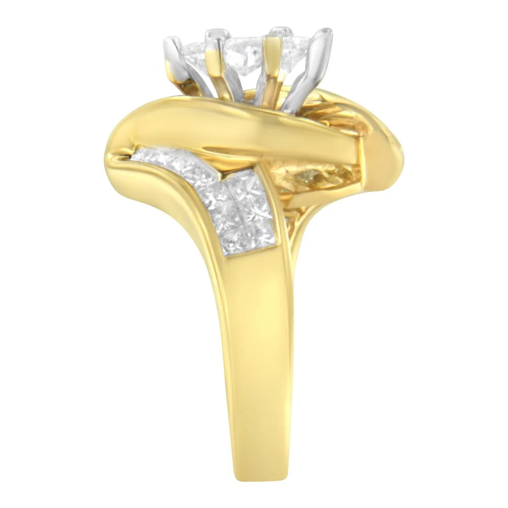 14K Yellow Gold Diamond Marquise Shaped Ring P4564