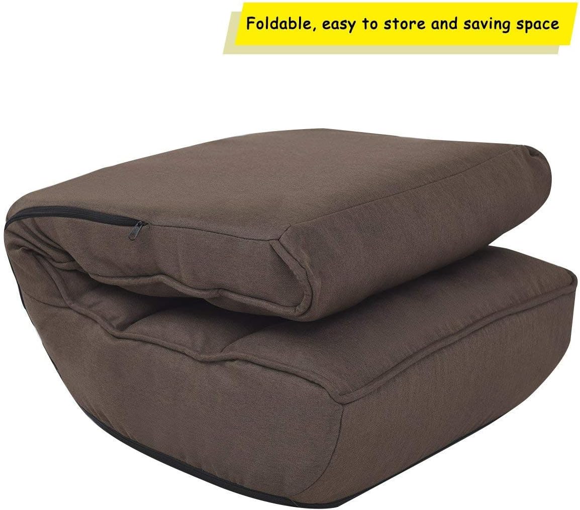 Brown Floor Chair Sleeper 4-Position Adjustable Angle Folding Lazy Sofa Cushioned Couch Lounger R887