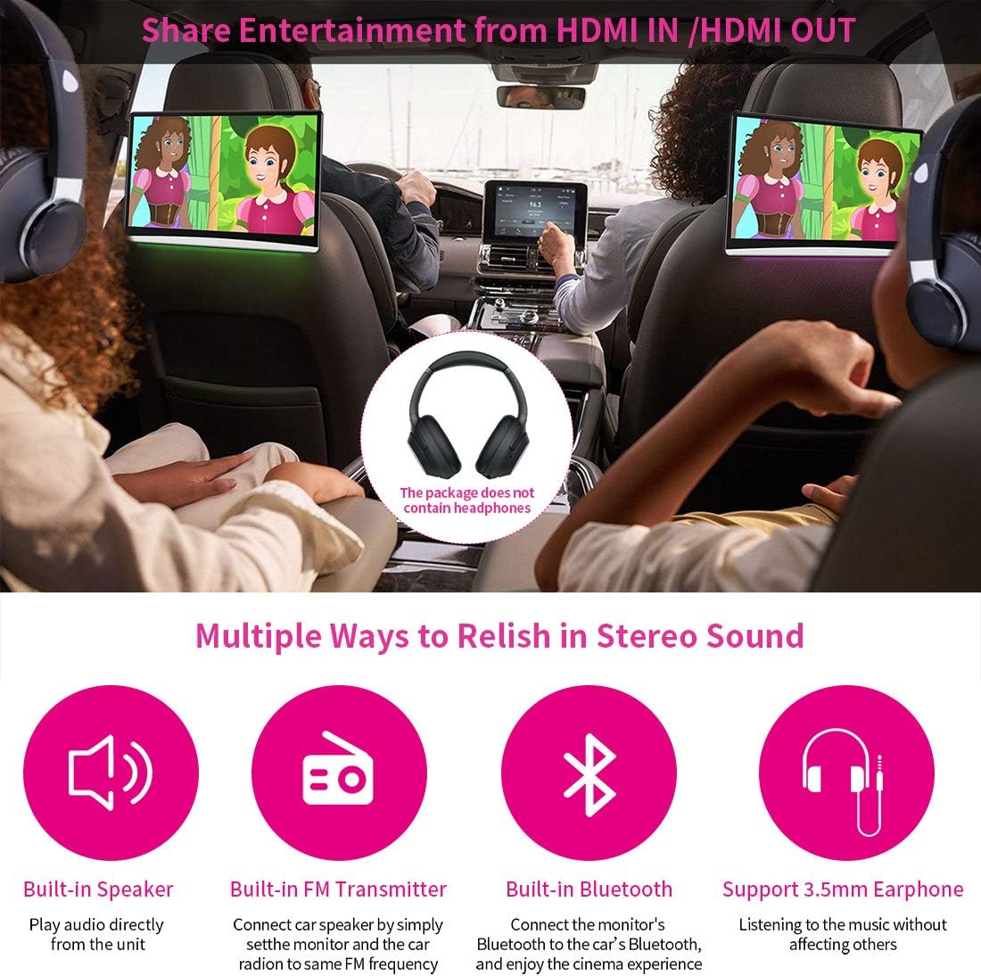 13.3" Car Headrest Monitor Touch Screen with WiFi Bluetooth HDMI N461073