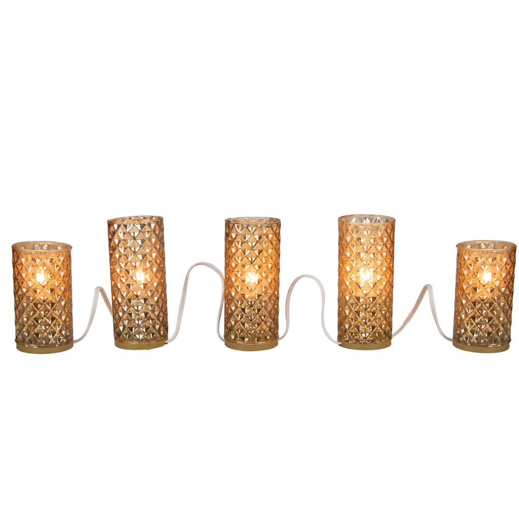 Gold Mercury Glass Flameless Christmas Candle Lights T47797