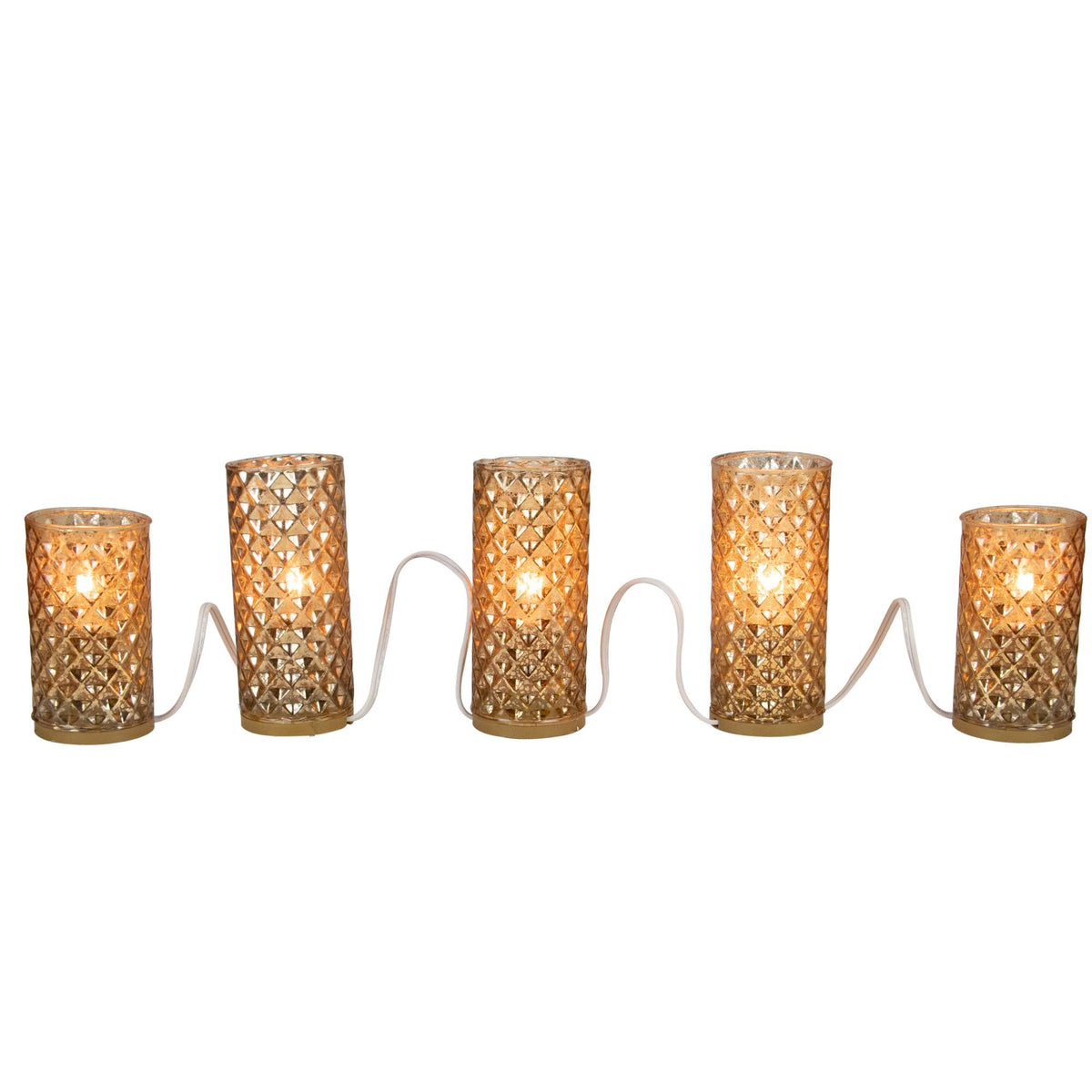 Gold Mercury Glass Flameless Christmas Candle Lights T47797