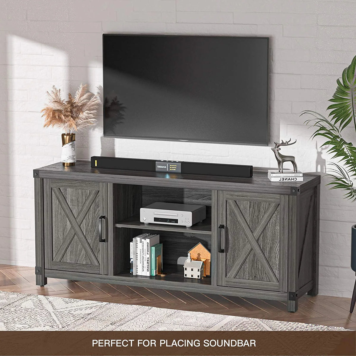 Farmhouse TV Stand with Storage B1889