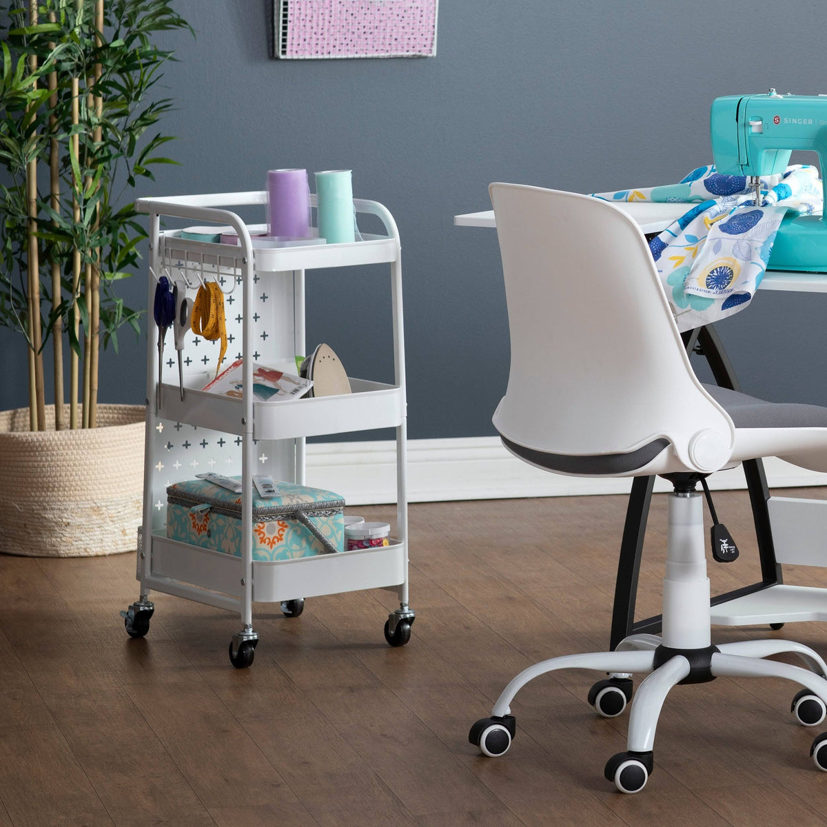 White 3-Tier Metal Utility Cart T63844